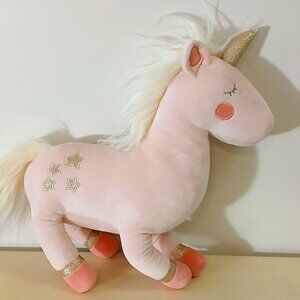 Glitter Ville candy pink plush unicorn - light pink with gold sparkle accents